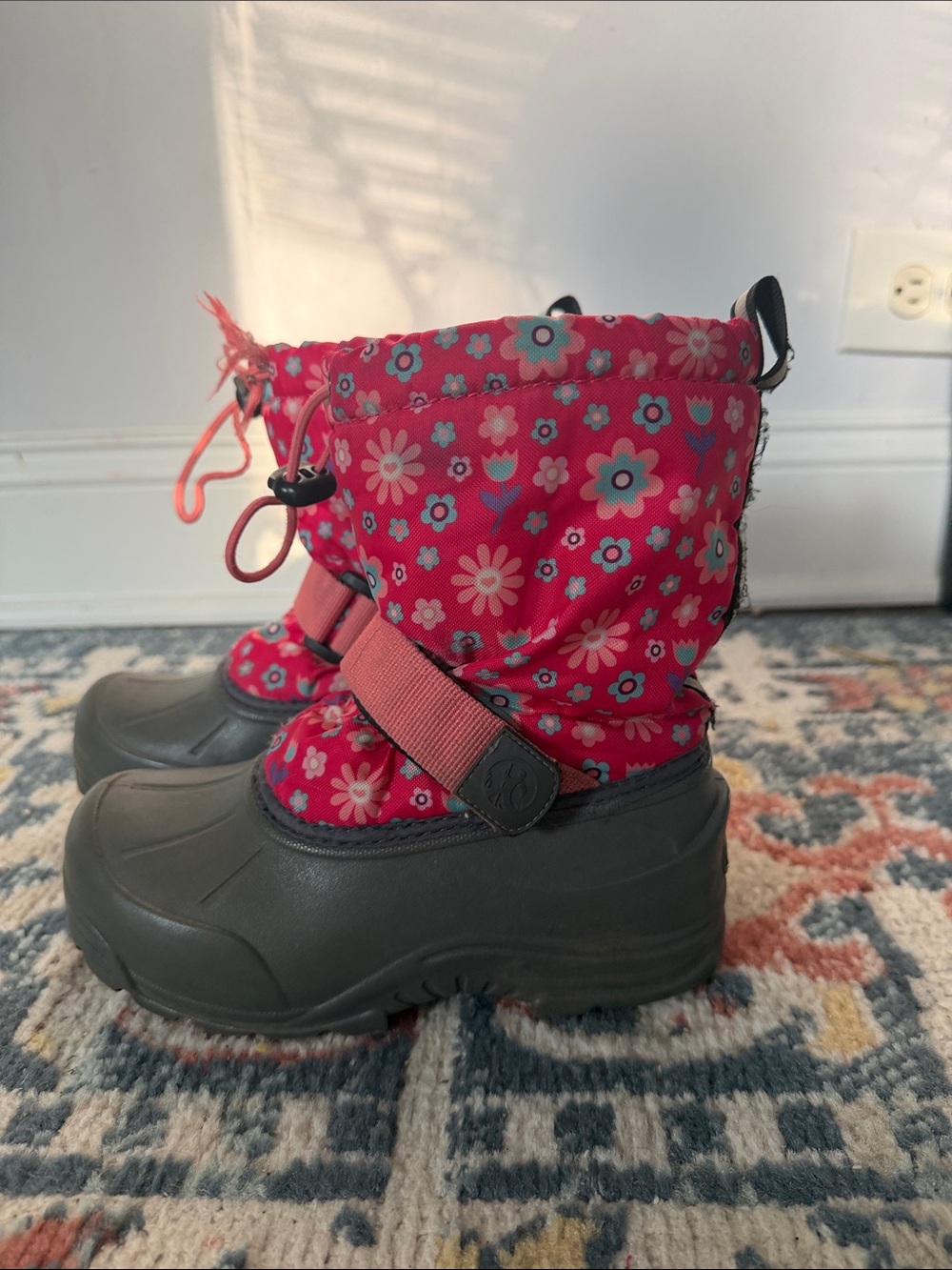 Northside Pink Floral Kids Snow Boots
